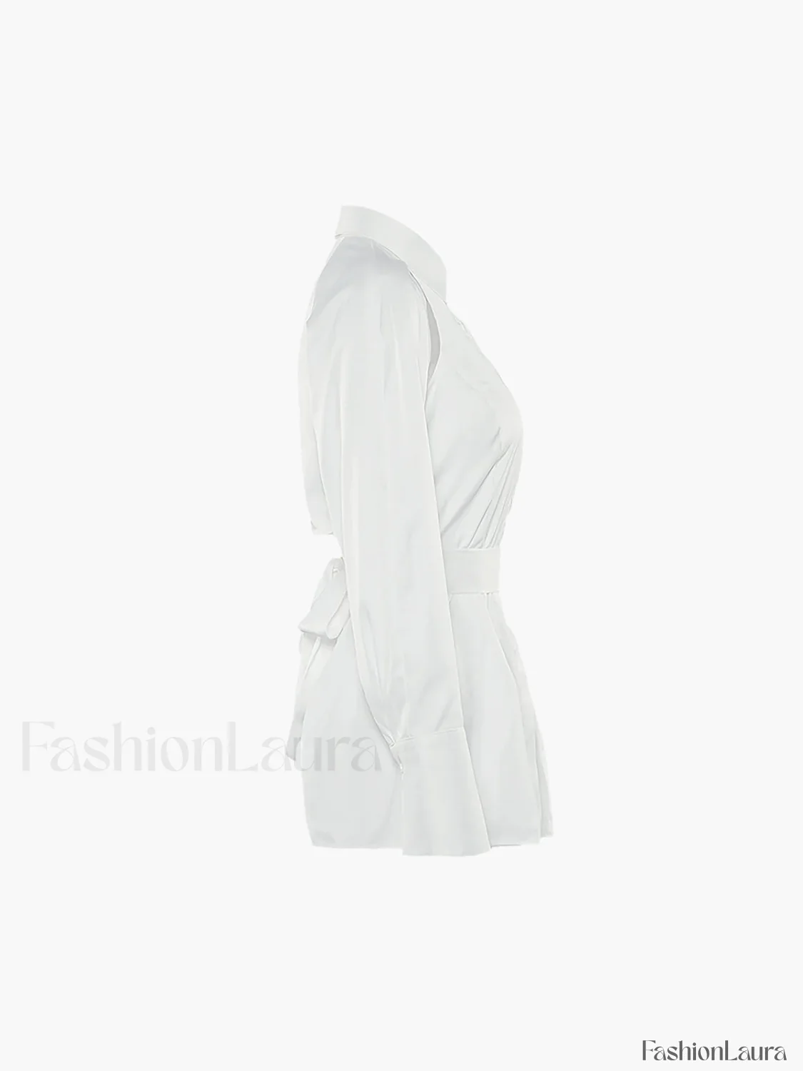 Cut Out Button Trendy Down Collar Shirt - Image 10