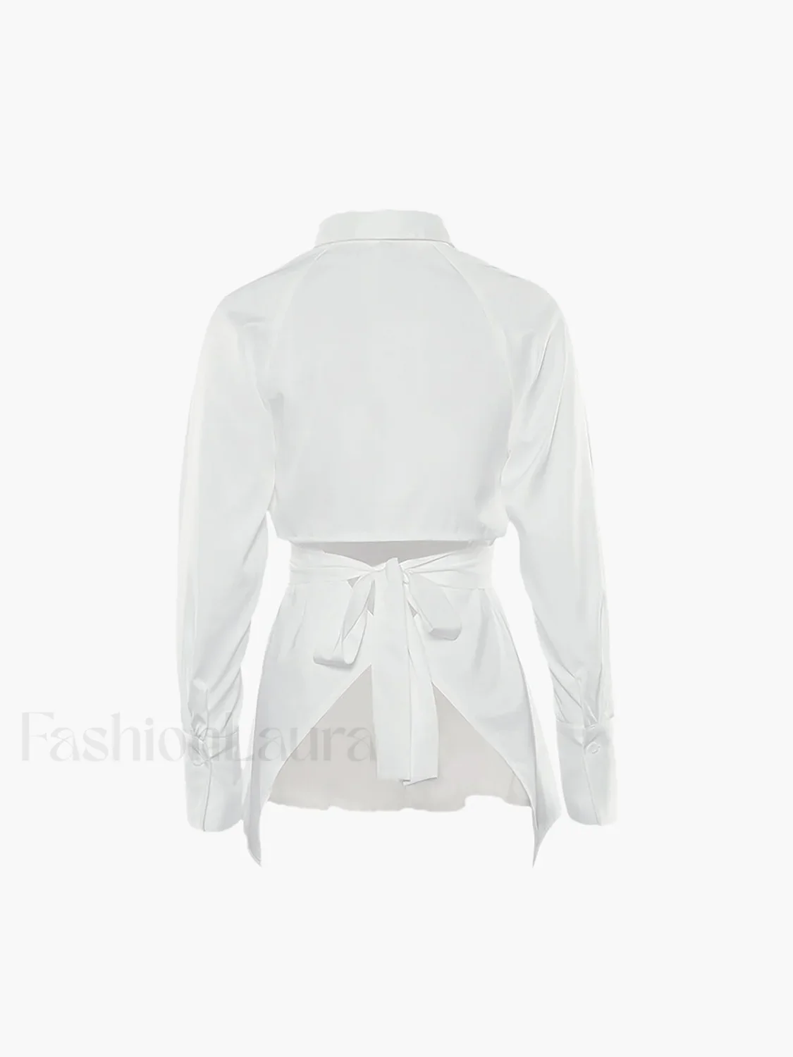 Cut Out Button Trendy Down Collar Shirt - Image 4