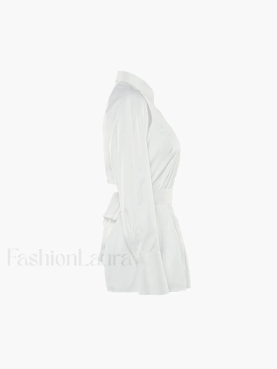 Cut Out Button Trendy Down Collar Shirt - Image 6