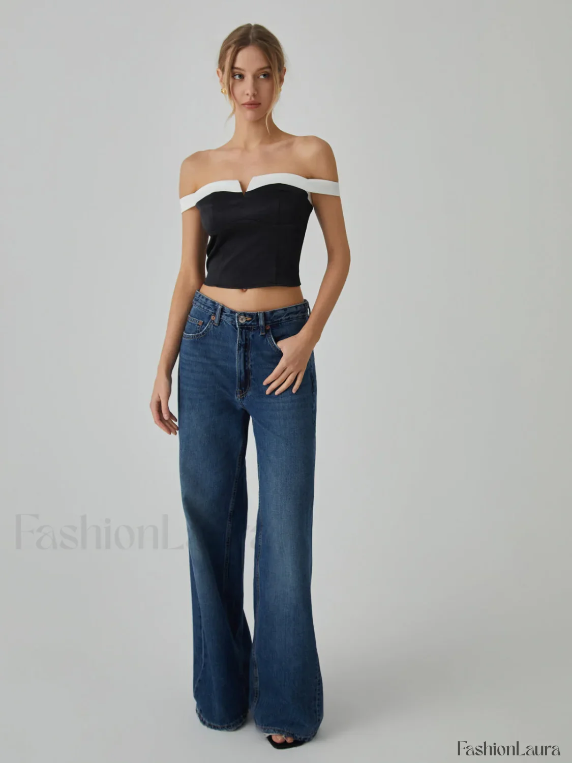 Contrast Trim Graceful Off-Shoulder Blouse - Image 10