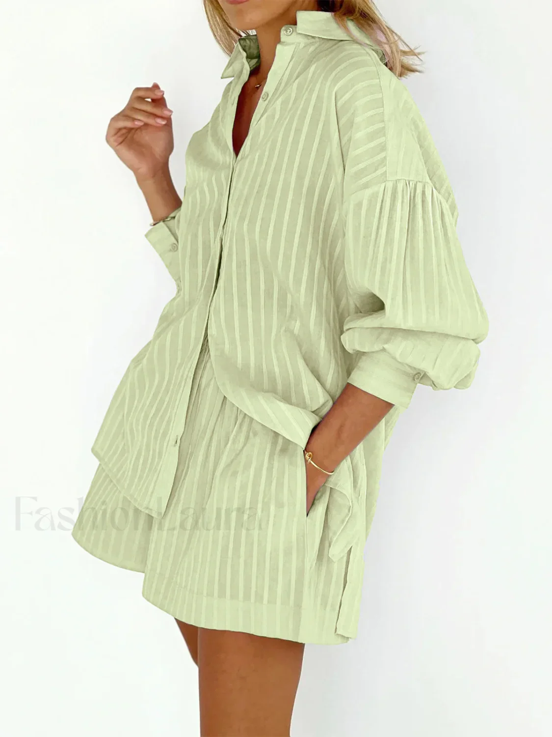 Cloud Nine Pinstripe See Modern Through Two Piece Shorts Set - Image 15