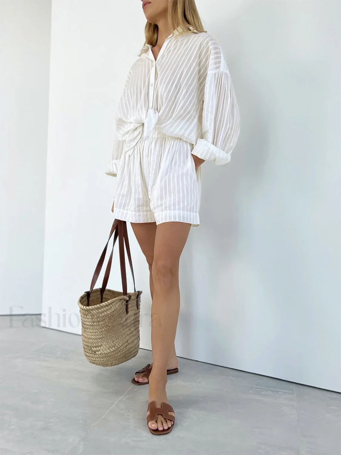 Cloud Nine Pinstripe See Modern Through Two Piece Shorts Set - Image 21