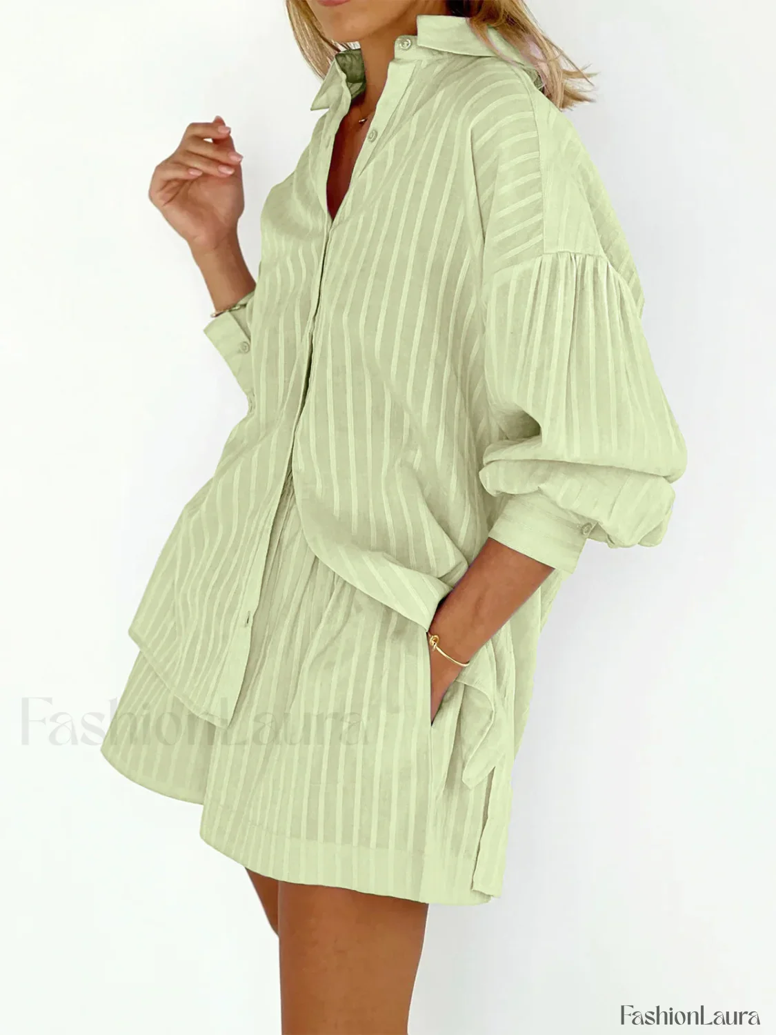 Cloud Nine Pinstripe See Modern Through Two Piece Shorts Set - Image 26