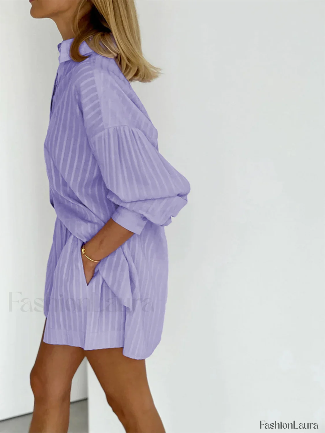 Cloud Nine Pinstripe See Modern Through Two Piece Shorts Set - Image 29