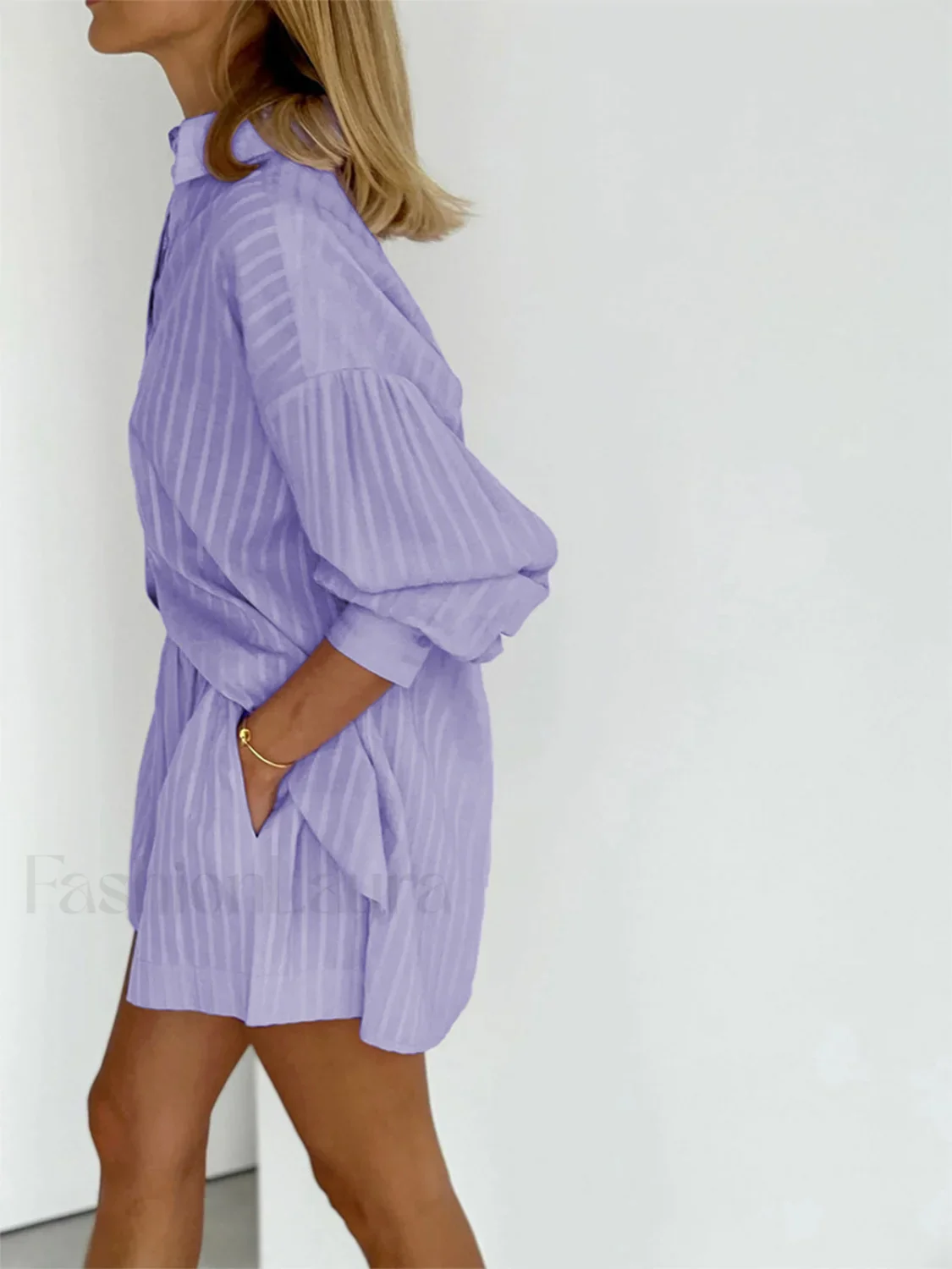 Cloud Nine Pinstripe See Modern Through Two Piece Shorts Set - Image 7