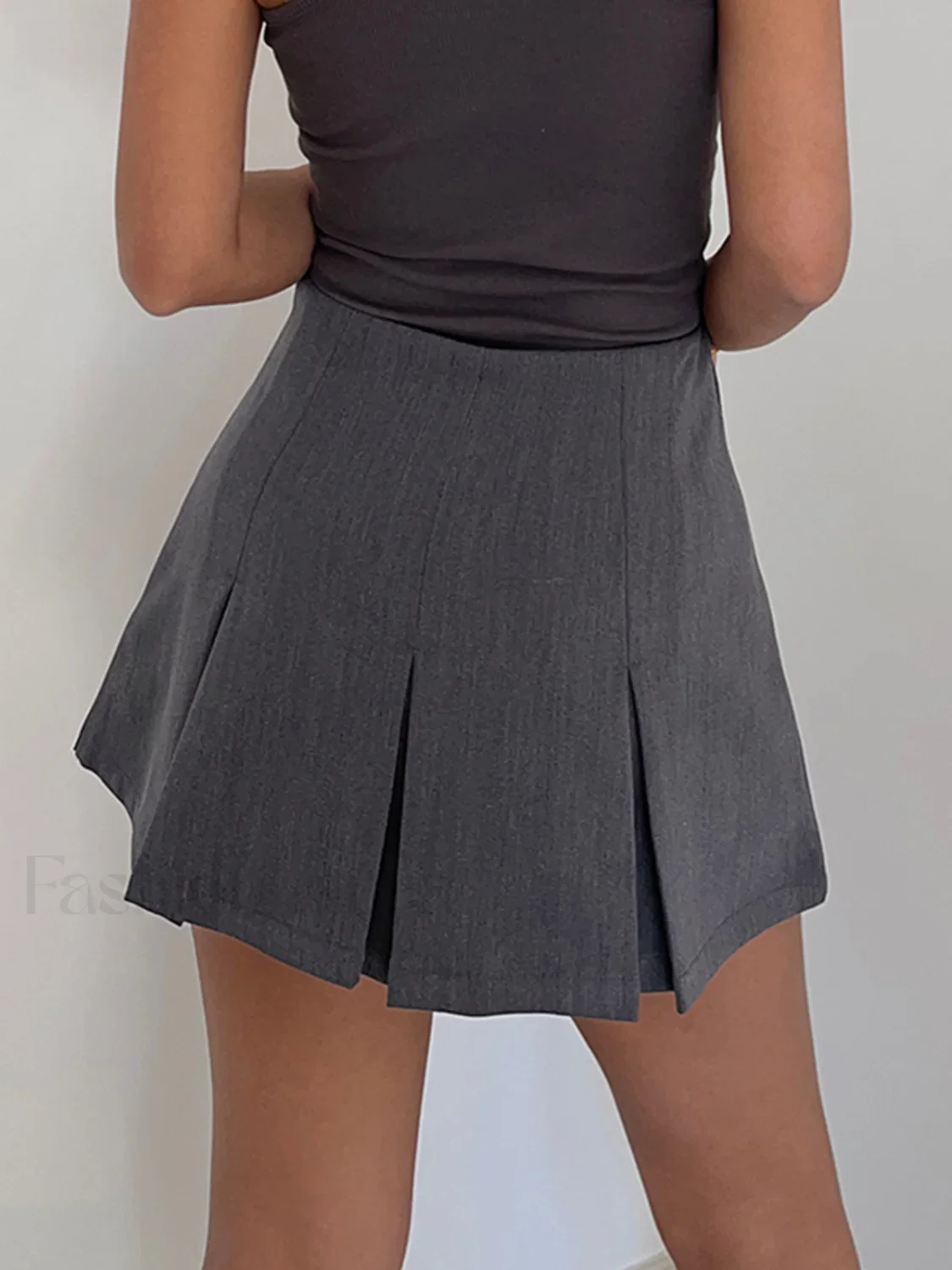 Casual Pleated Graceful Hem Mini Skort - Image 4