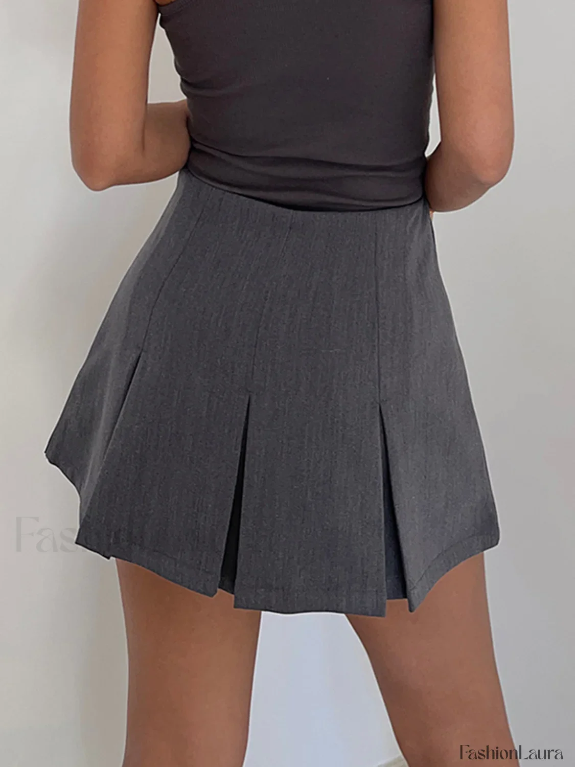 Casual Pleated Graceful Hem Mini Skort - Image 5