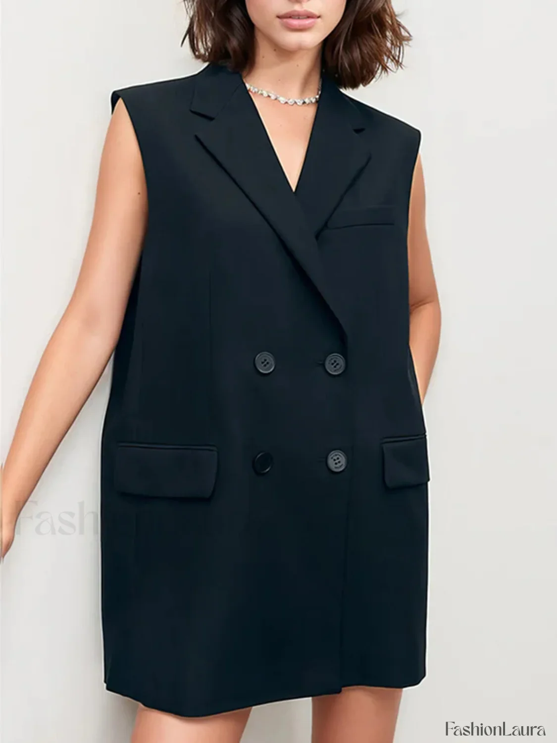 Bowknot Double-Breasted Graceful Sleeveless Vest - Image 11