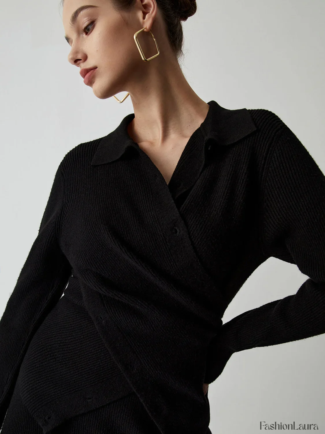 Wrap Knit Two Trendy Piece Skirt Set - Image 12