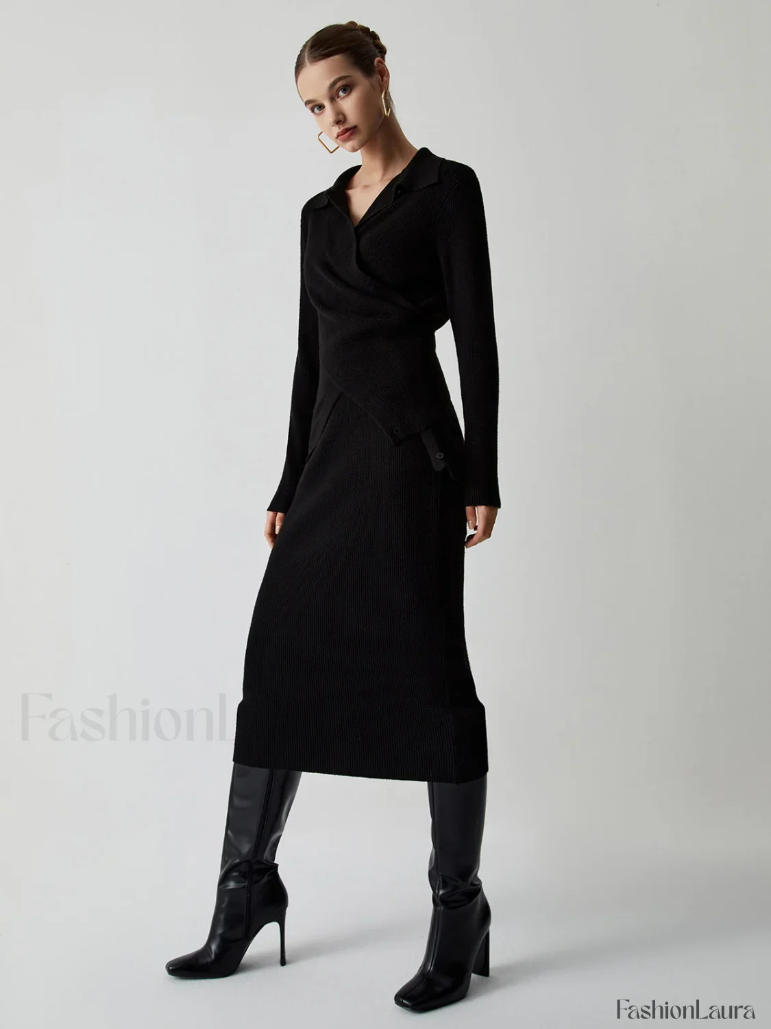 Wrap Knit Two Trendy Piece Skirt Set - Image 15