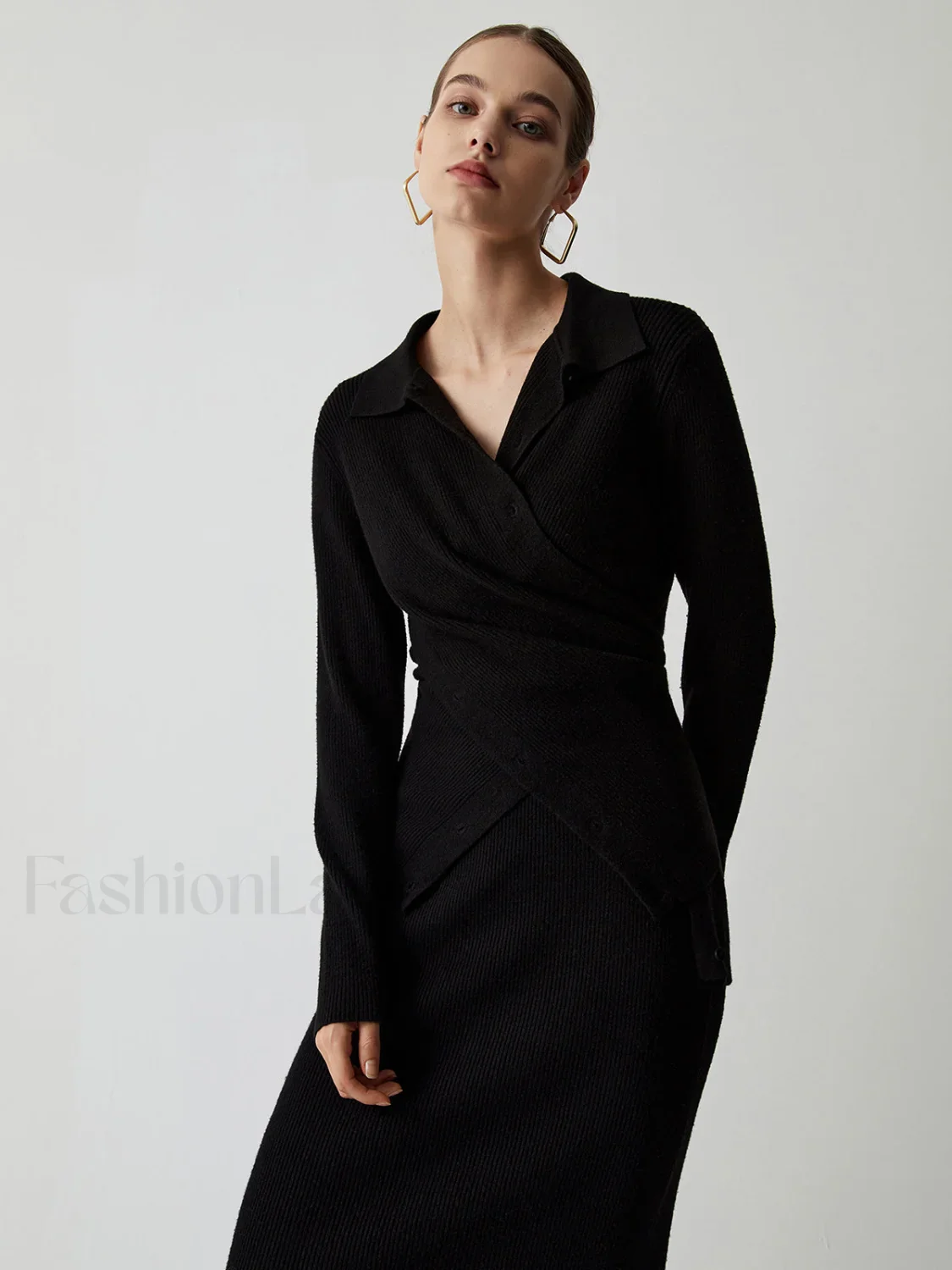 Wrap Knit Two Trendy Piece Skirt Set - Image 3