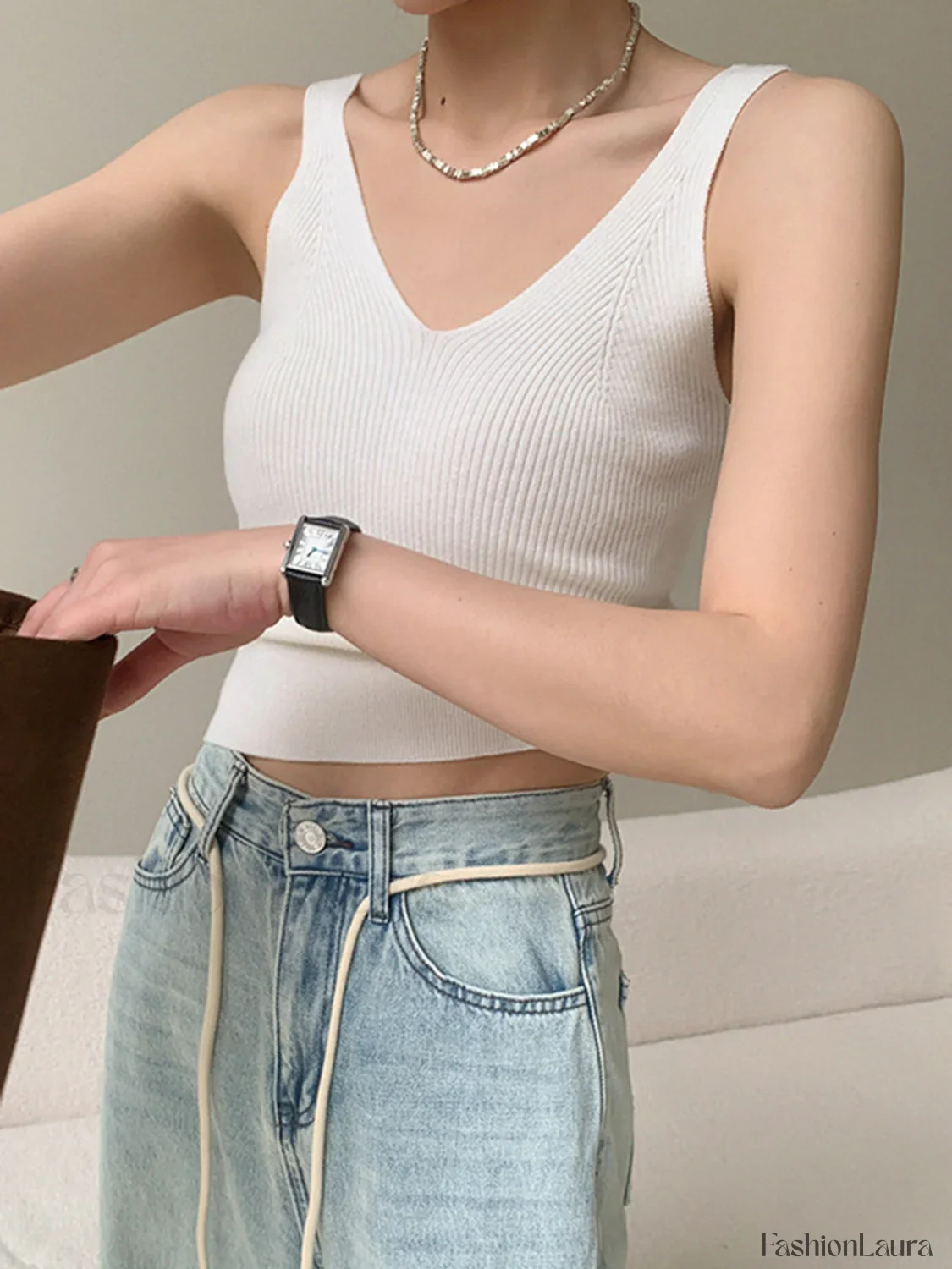 v-neck rib Graceful tank top - Image 11