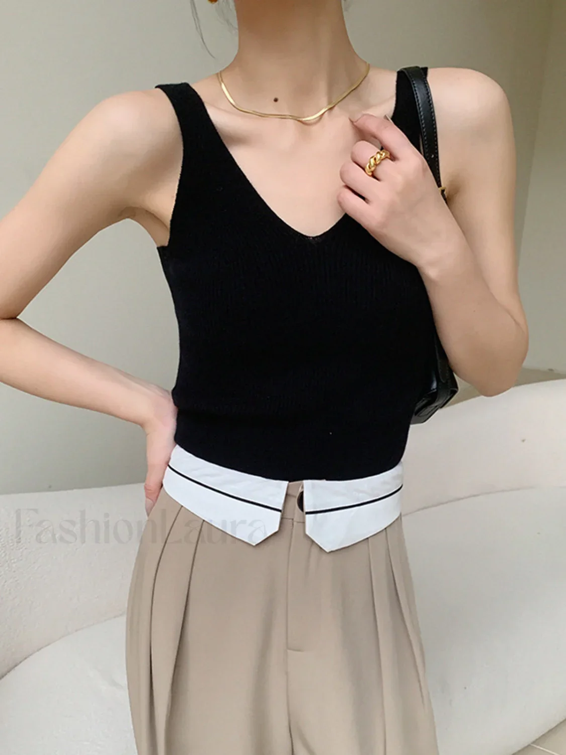 v-neck rib Graceful tank top - Image 12