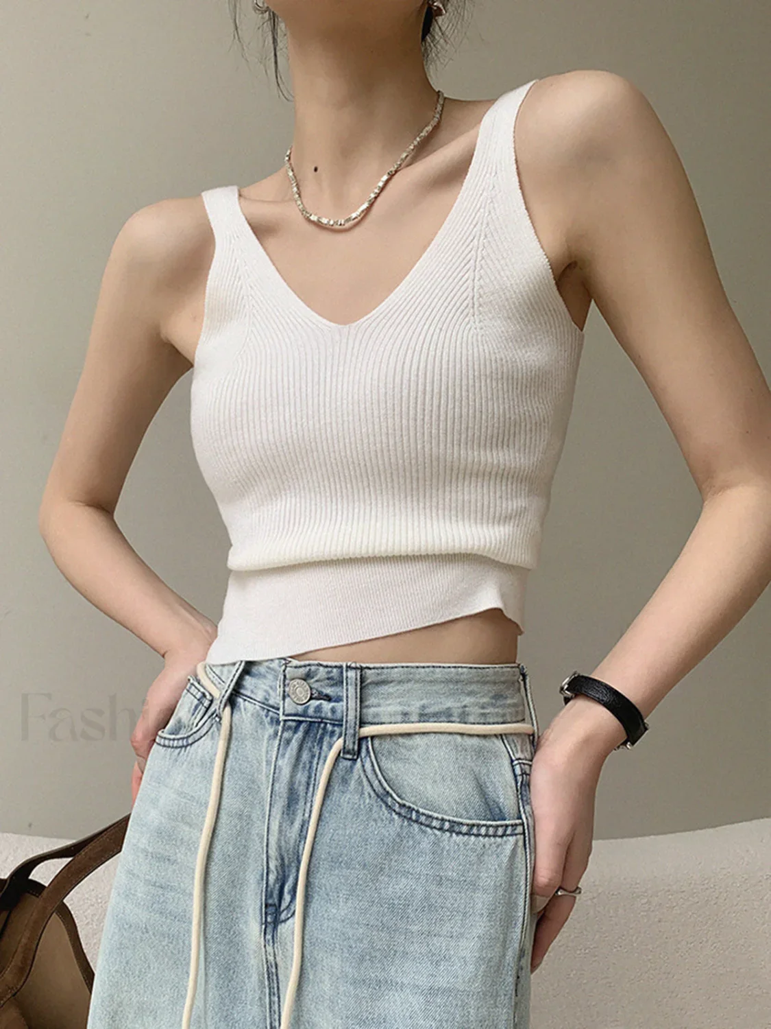 v-neck rib Graceful tank top - Image 5