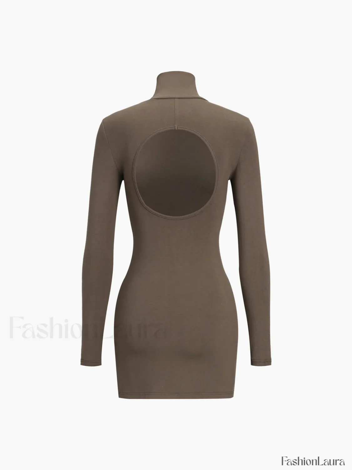 Turtleneck Open Back Trendy Long Sleeve Short Dress - Image 15