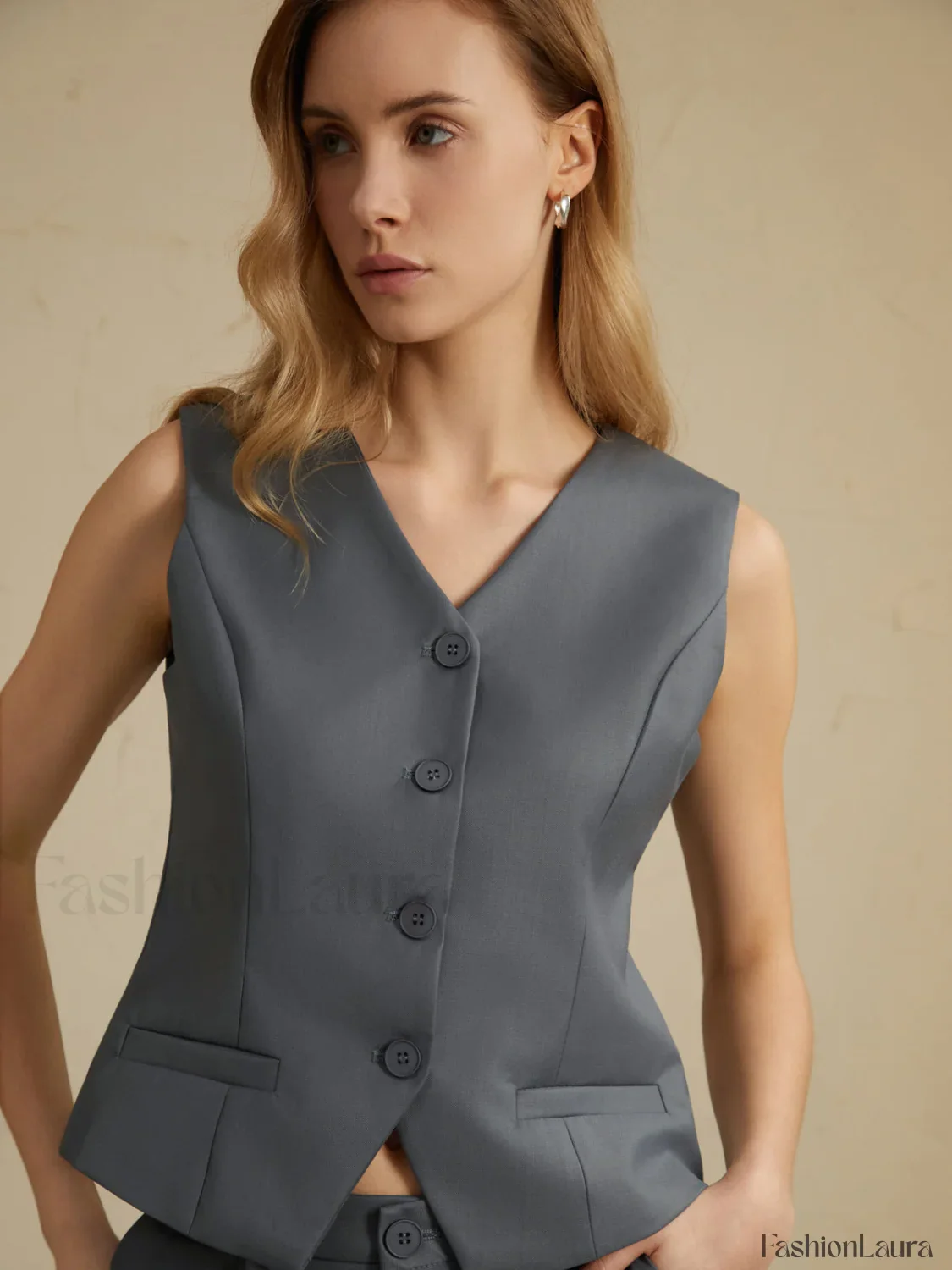 Solid Waistcoat Graceful With Shorts Set - Image 14
