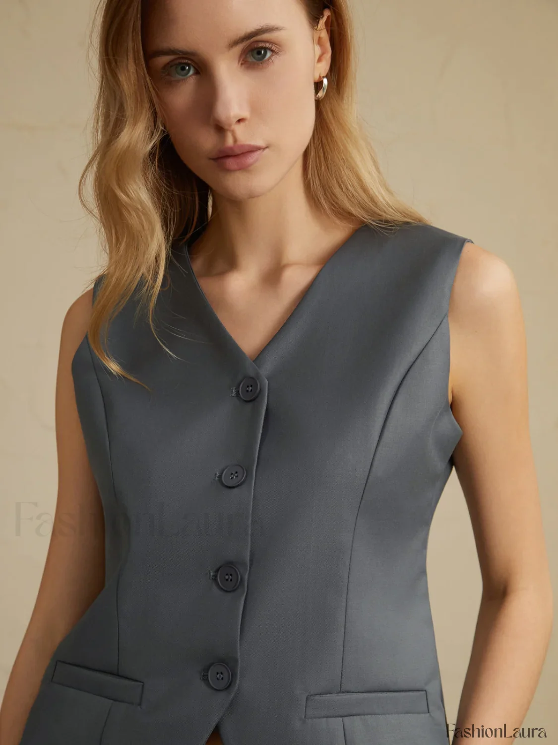 Solid Waistcoat Graceful With Shorts Set - Image 15