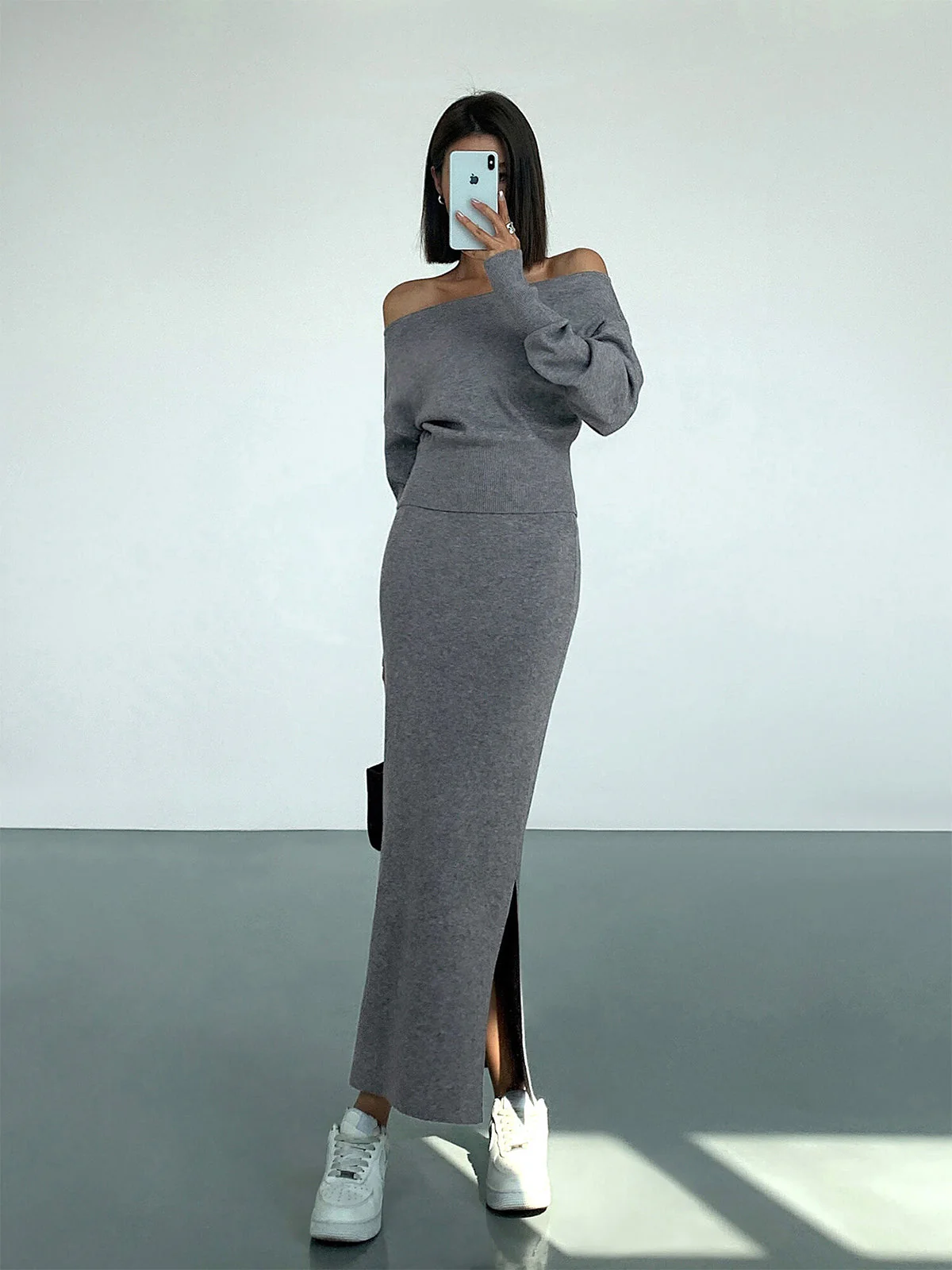 Solid Charming Sweater Skirt - Image 8