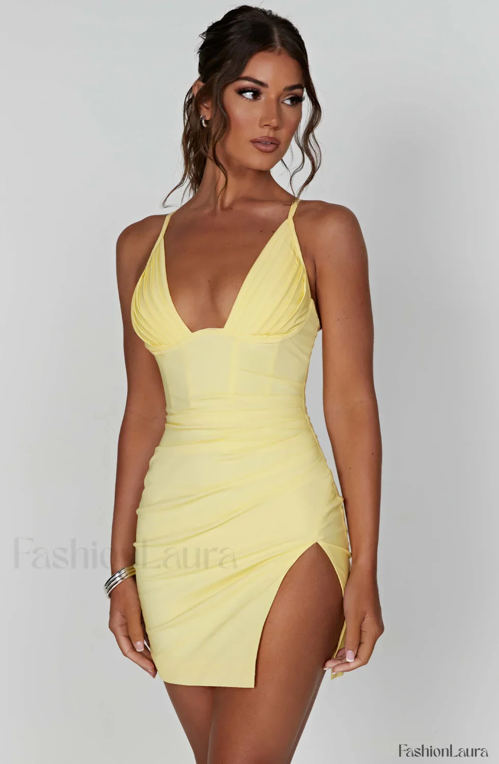 Aura Mini Graceful Dress - Lemon - Image 15