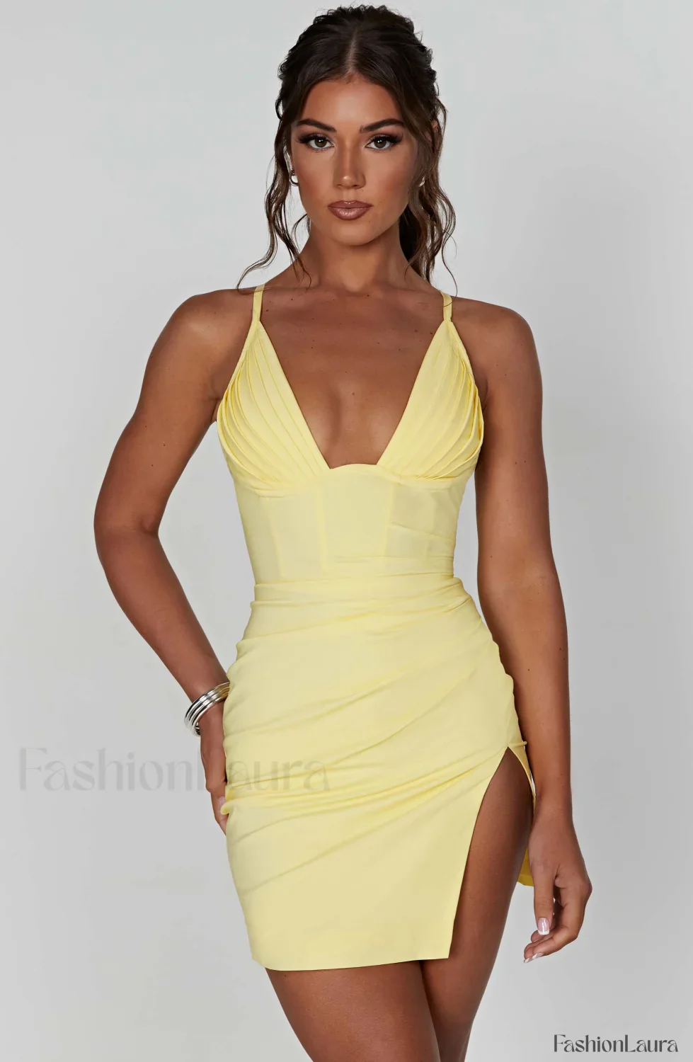 Aura Mini Graceful Dress - Lemon - Image 17
