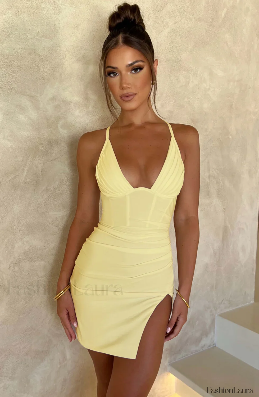 Aura Mini Graceful Dress - Lemon - Image 20