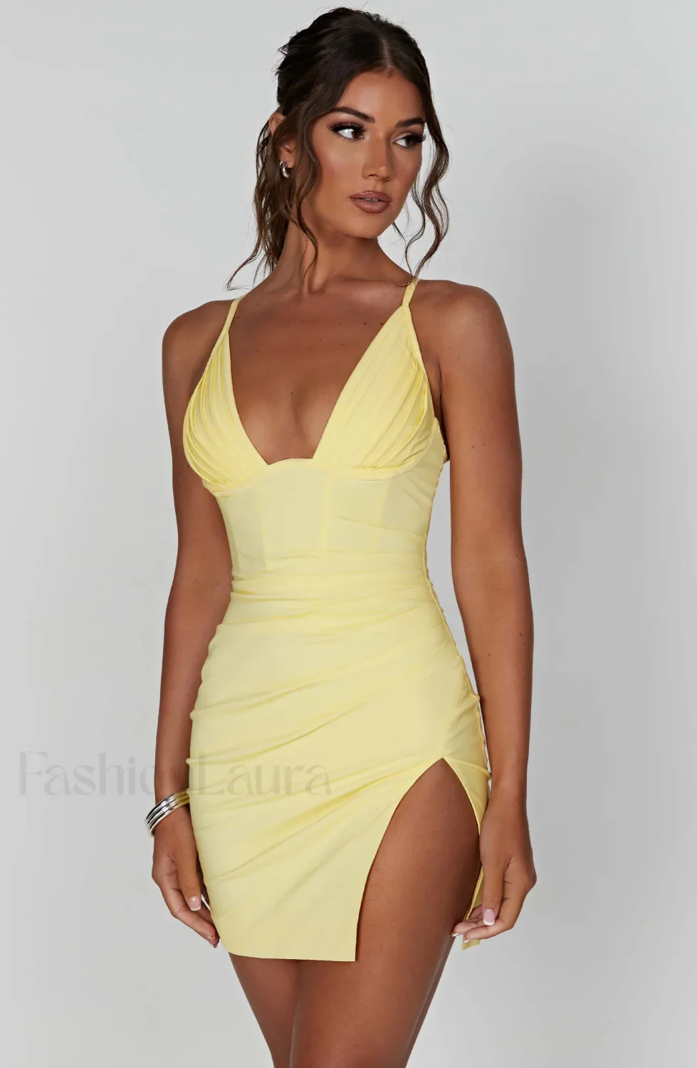 Aura Mini Graceful Dress - Lemon - Image 6