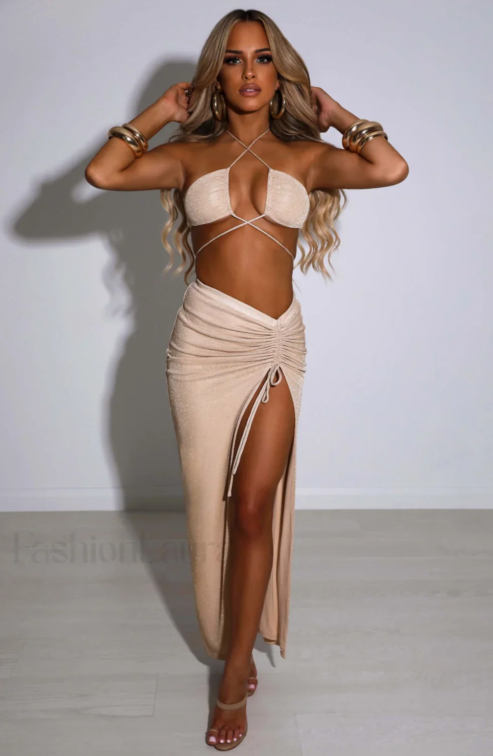 Ariela Maxi Skirt Trendy - Gold Sparkle - Image 9