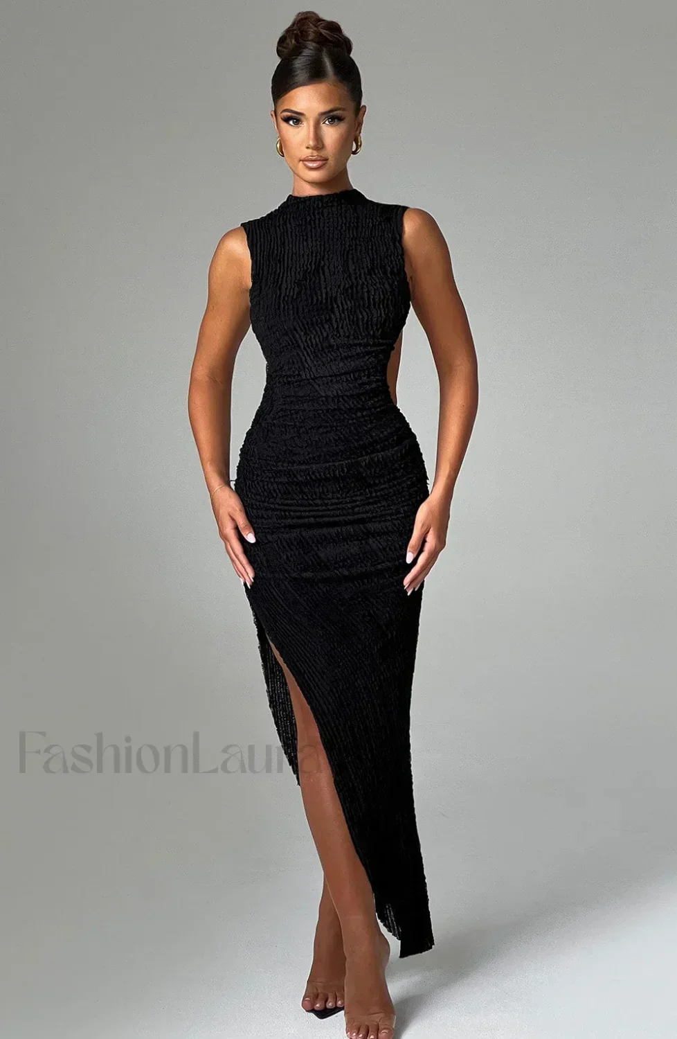 Aphrodite Midi Graceful Dress - Black - Image 7