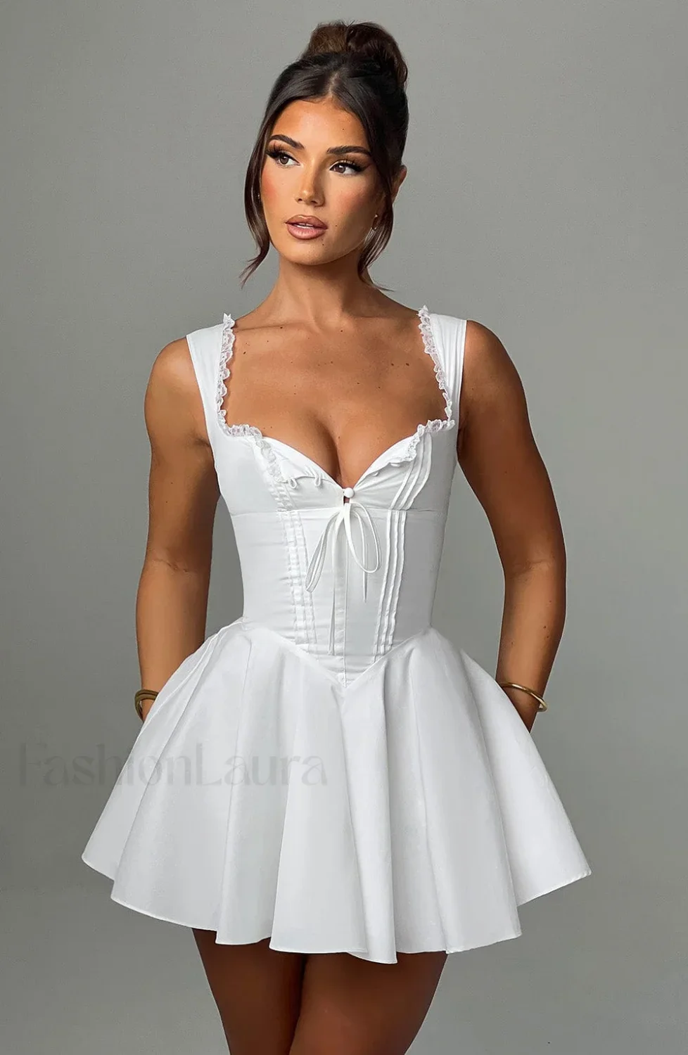 Antonella Mini Graceful Dress - Ivory - Image 10