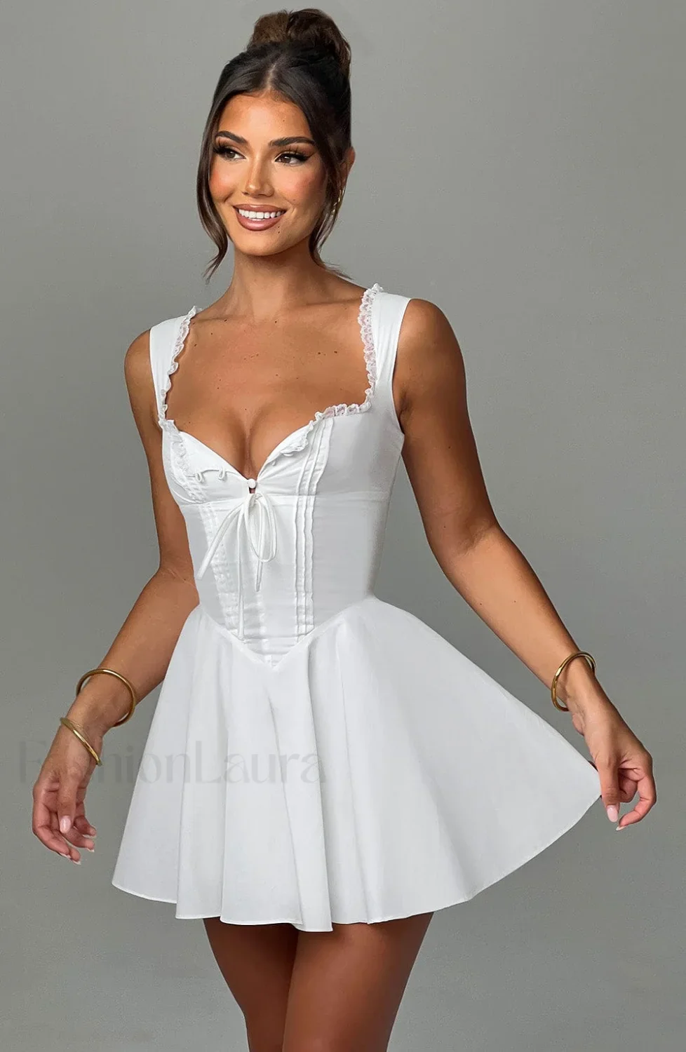Antonella Mini Graceful Dress - Ivory - Image 11