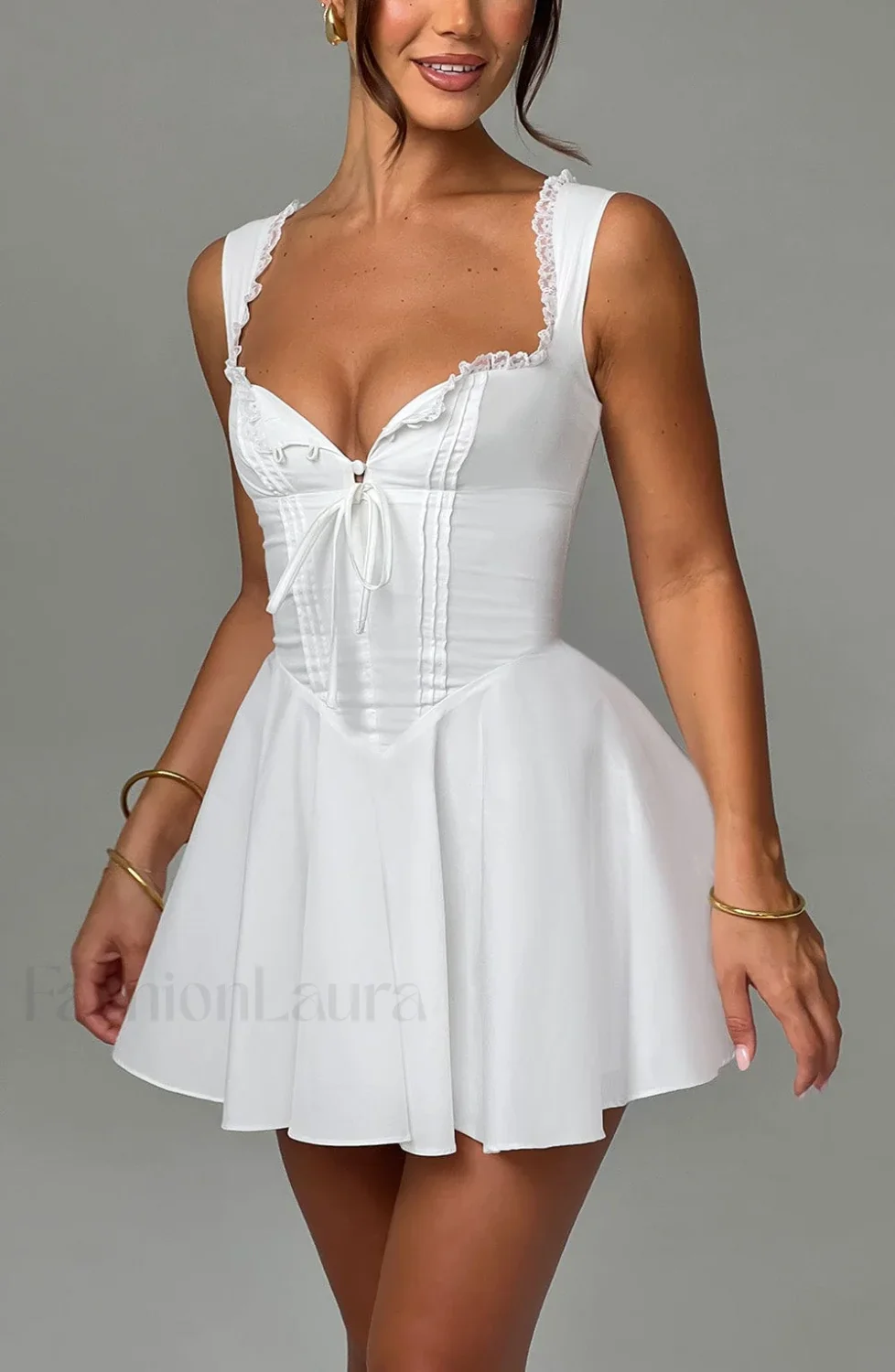 Antonella Mini Graceful Dress - Ivory - Image 12
