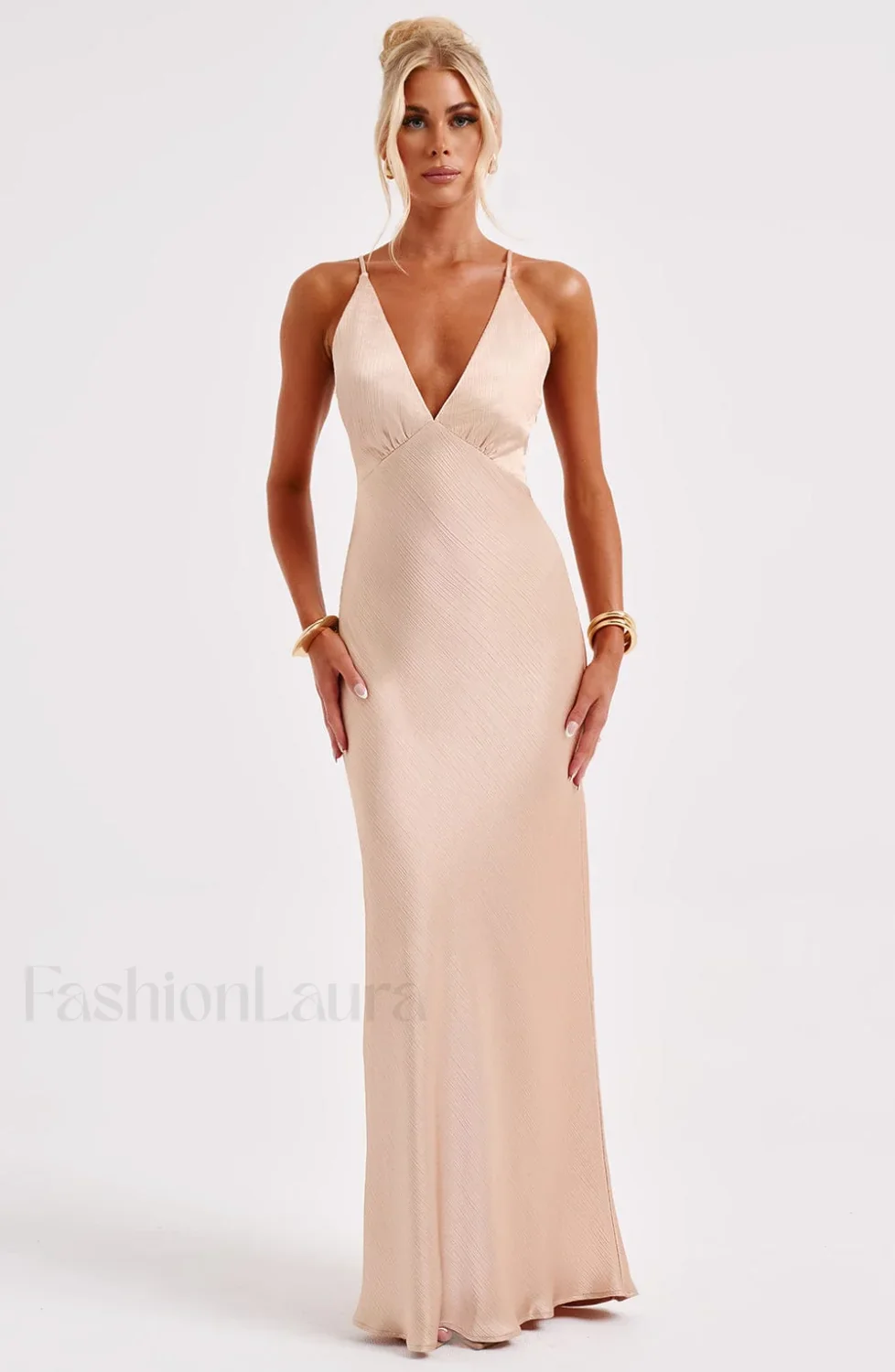 Anja Maxi Graceful Dress - Champagne - Image 14