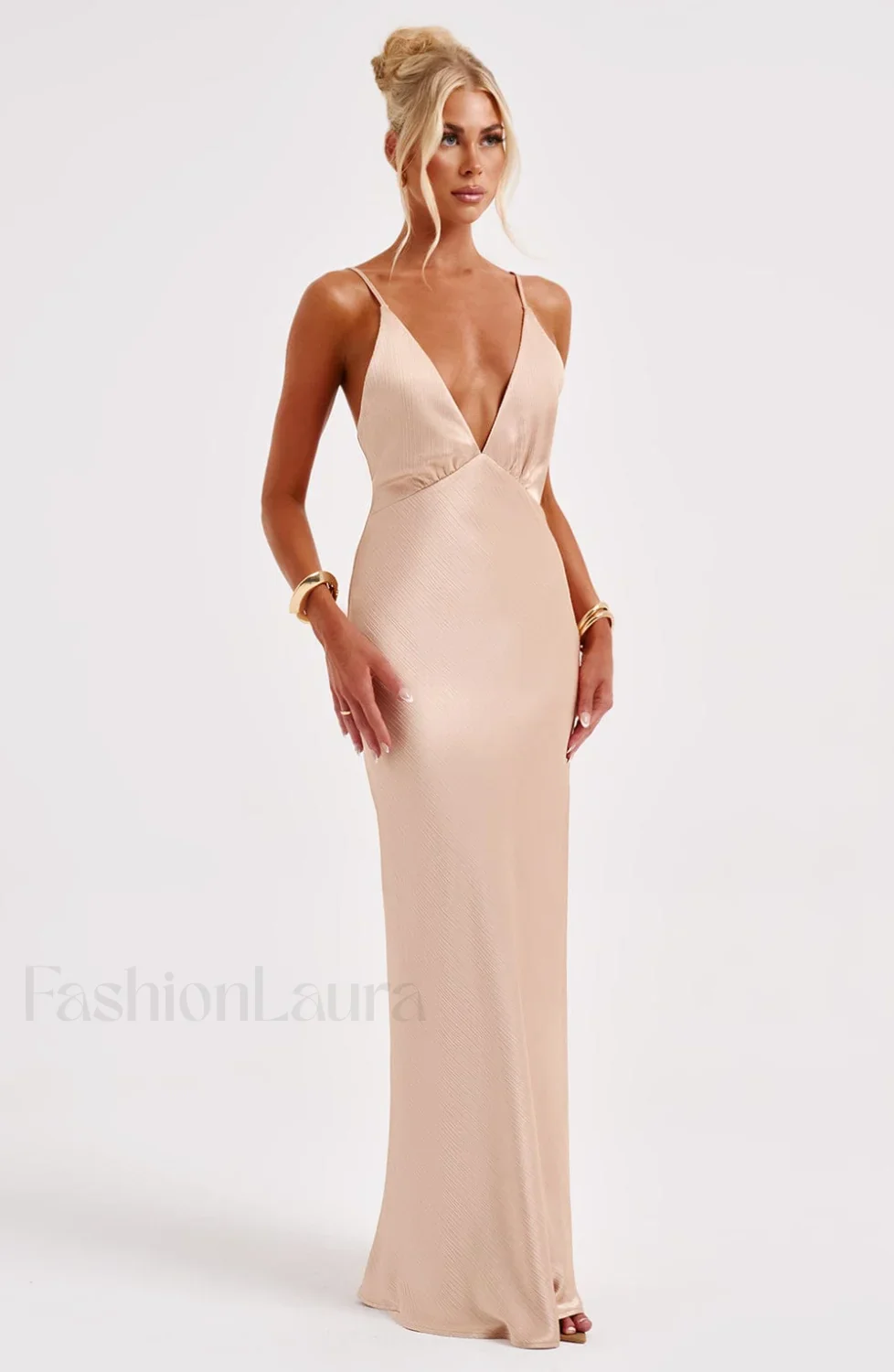 Anja Maxi Graceful Dress - Champagne - Image 18
