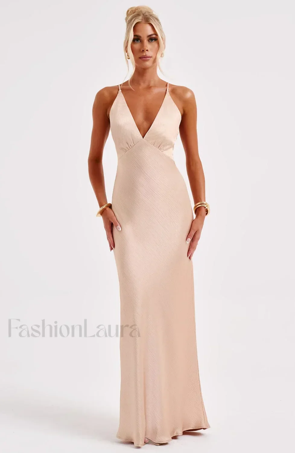Anja Maxi Graceful Dress - Champagne - Image 7