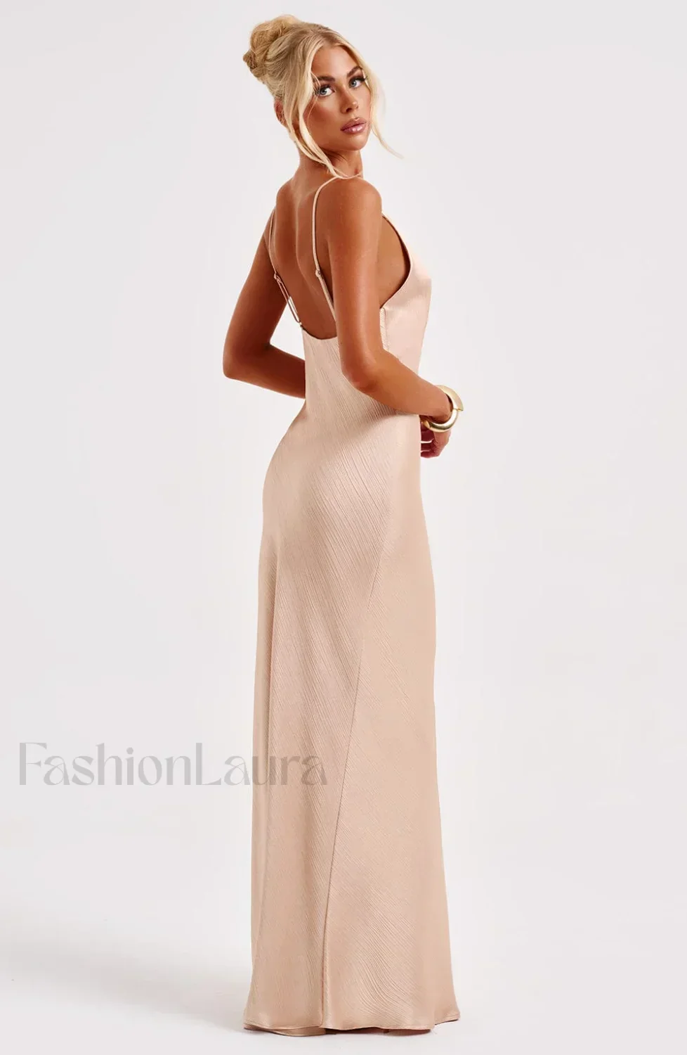 Anja Maxi Graceful Dress - Champagne - Image 8