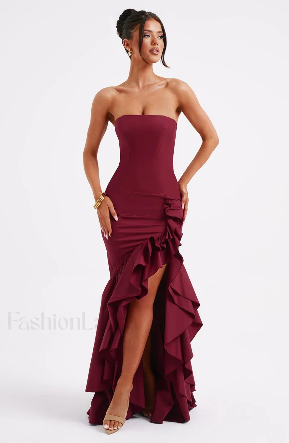 Angelina Maxi Graceful Dress - Burgundy - Image 18