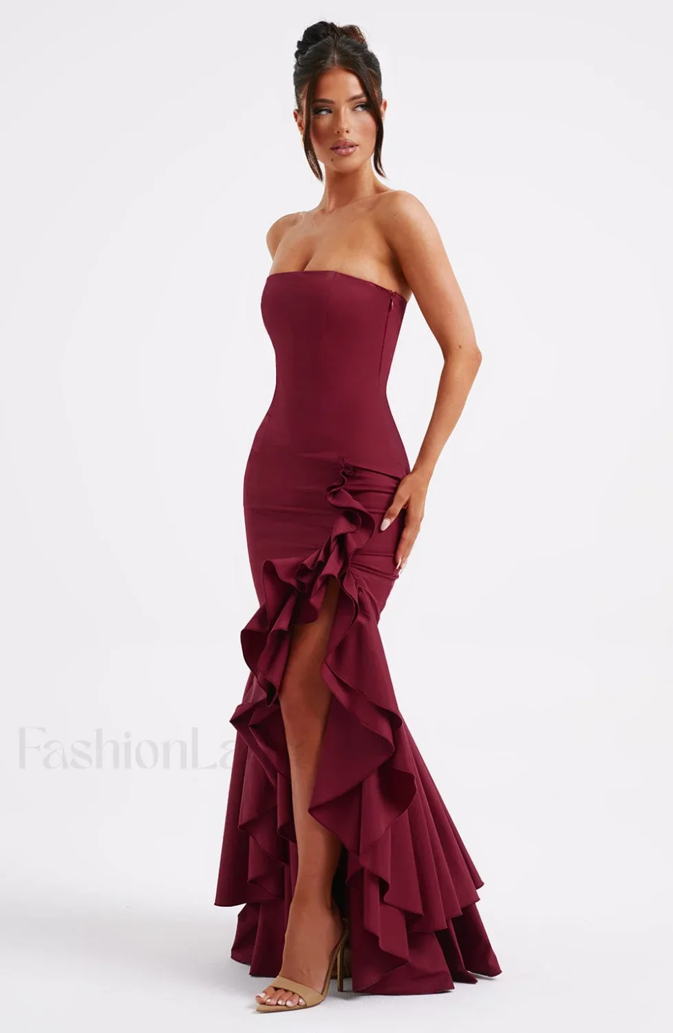 Angelina Maxi Graceful Dress - Burgundy - Image 2