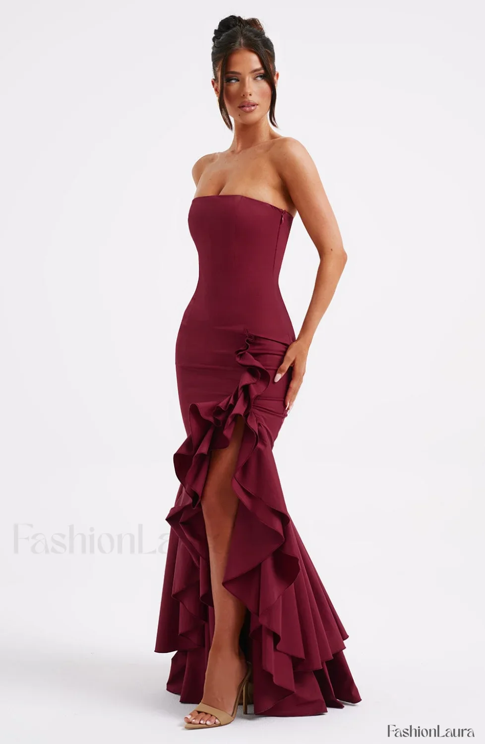 Angelina Maxi Graceful Dress - Burgundy - Image 26