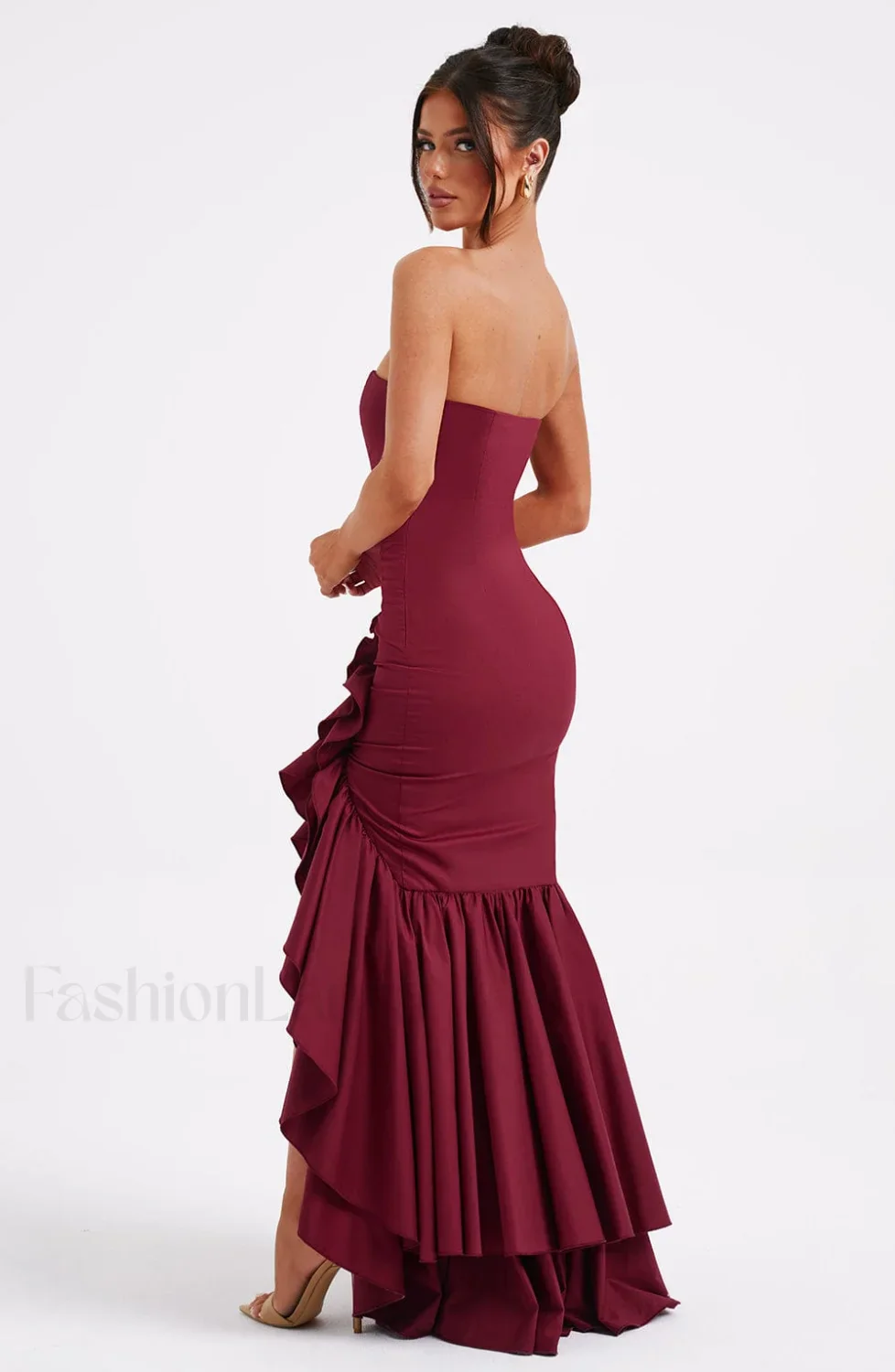 Angelina Maxi Graceful Dress - Burgundy - Image 4