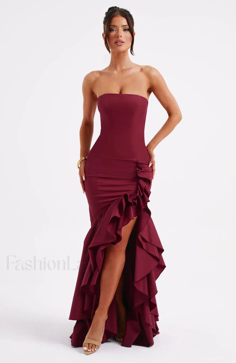 Angelina Maxi Graceful Dress - Burgundy - Image 7