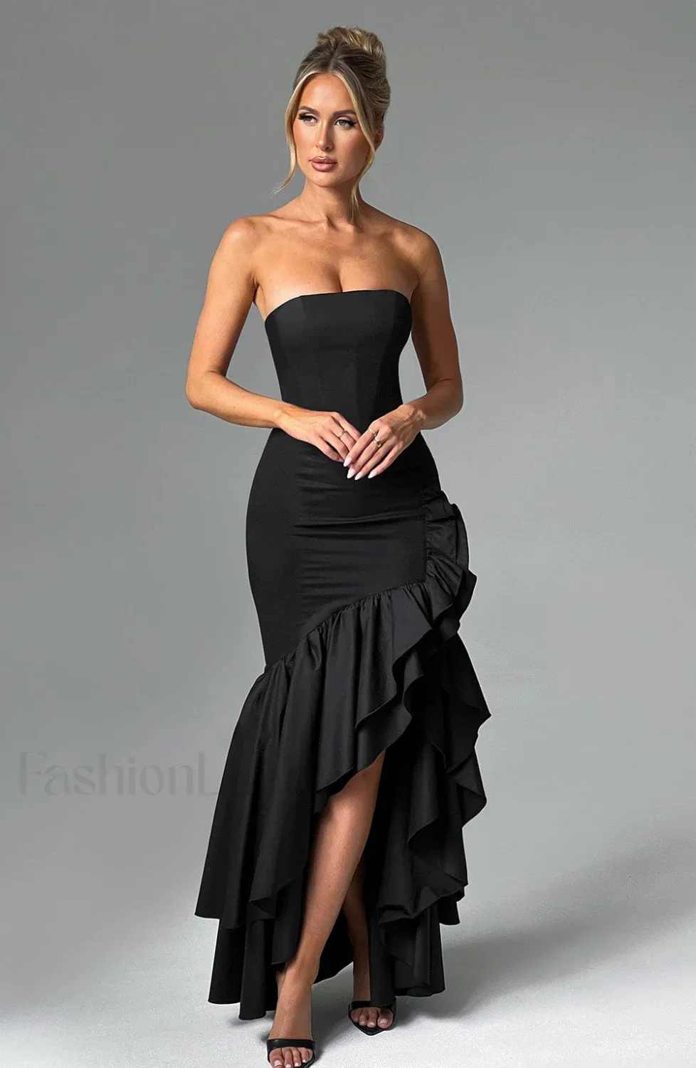 Angelina Maxi Graceful Dress - Black - Image 11