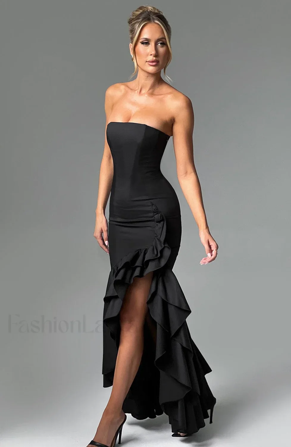 Angelina Maxi Graceful Dress - Black - Image 2