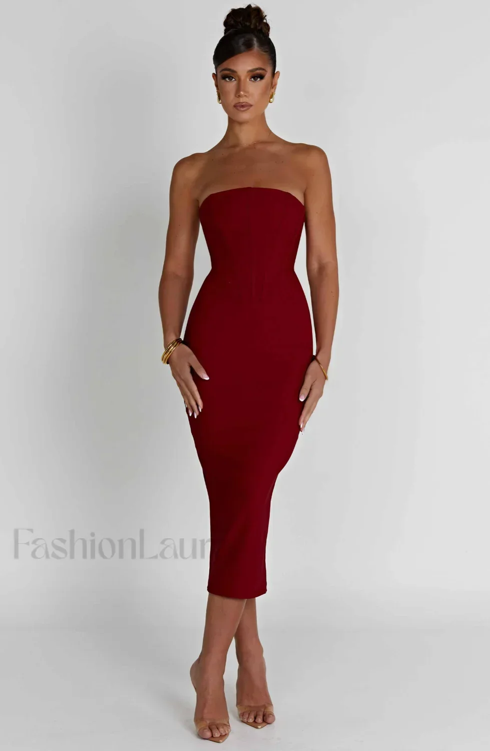 Amore Midi Graceful Dress - Red - Image 2