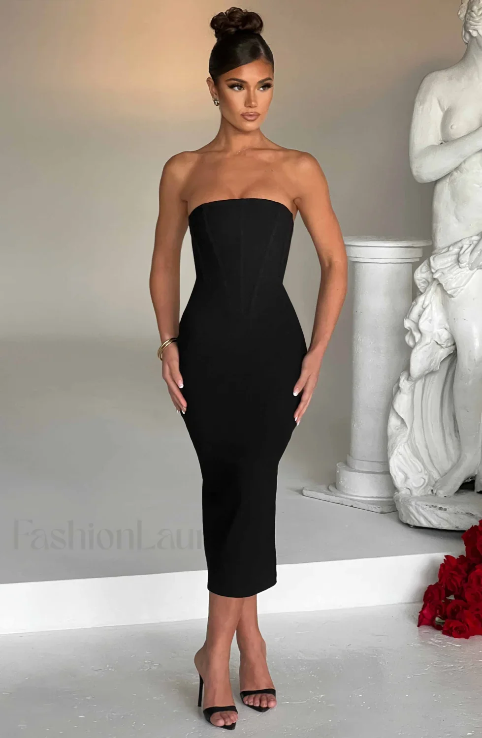 Amore Midi Graceful Dress - Black - Image 12
