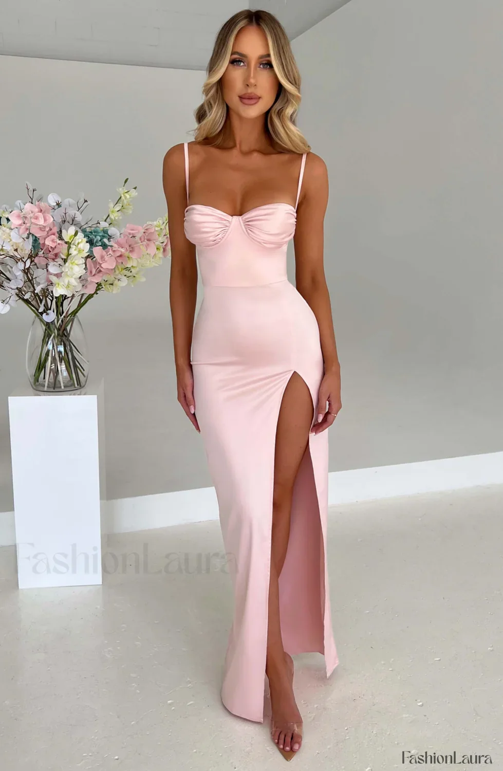 Alora Maxi Graceful Dress - Blush - Image 33