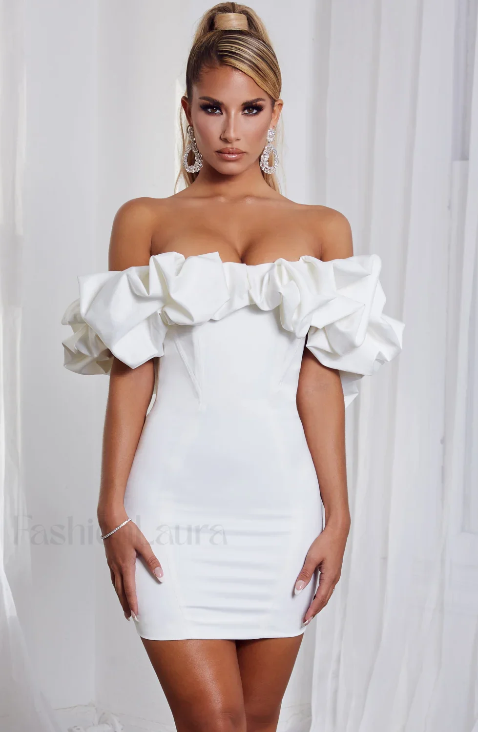 Allie Mini Graceful Dress - White - Image 5