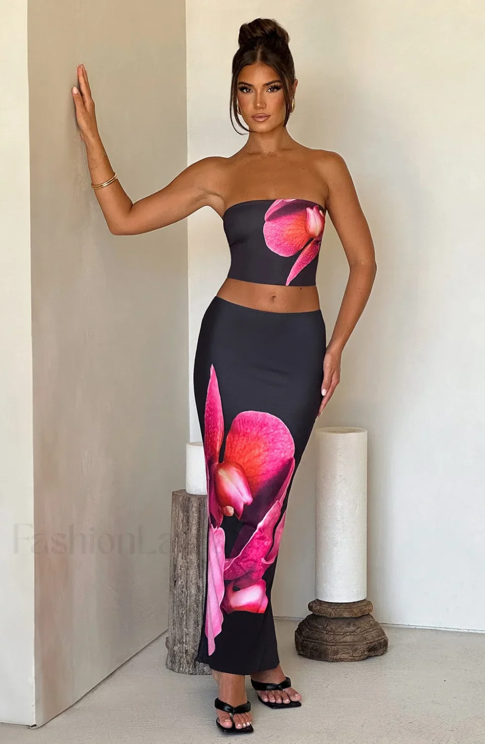 Allegra Top - Trendy Black Floral Print - Image 2