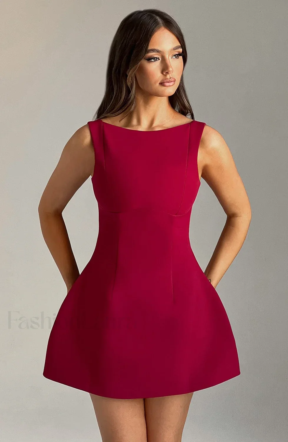 Alana Mini Graceful Dress - Wine - Image 20