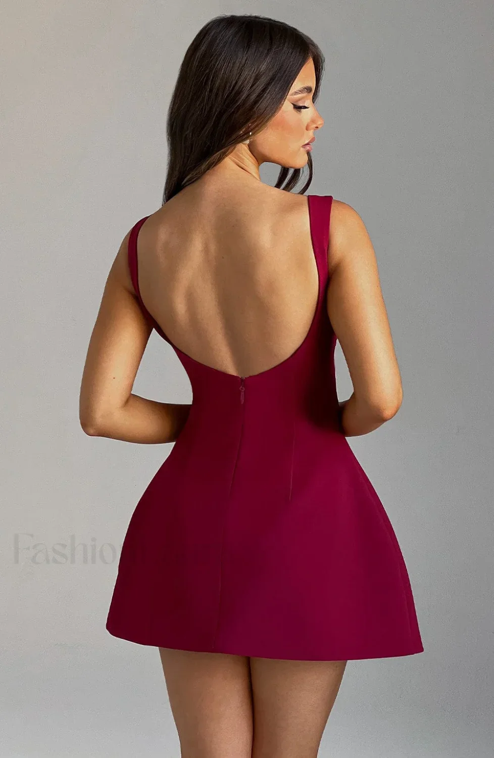 Alana Mini Graceful Dress - Wine - Image 4