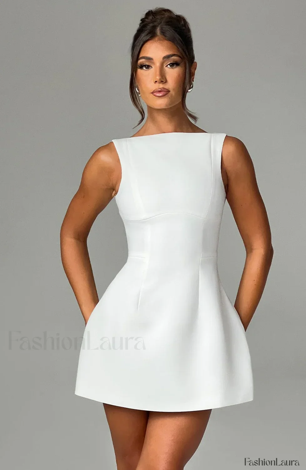 Alana Mini Graceful Dress - Ivory - Image 19